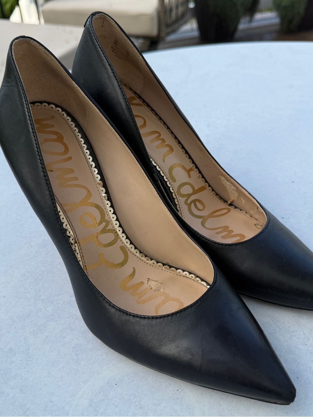 Sam Edelman Black Pointed-Toe Leather Stiletto Pumps - Picture 2 of 6